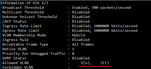 Edge core удалить vlan